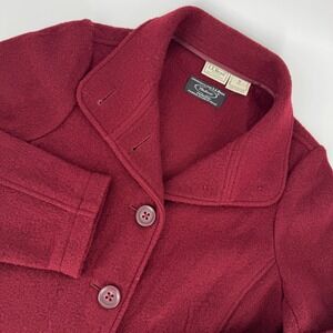 L.L. Bean Wool Blend Coat‎ Women's Medium Burgundy Button Front Italy